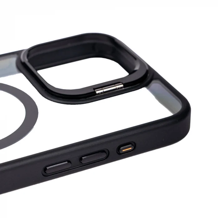iPhone 15 Pro Kılıf M-safe Şarj Özellikli Standlı M-safe Klon Lensli Kapak
