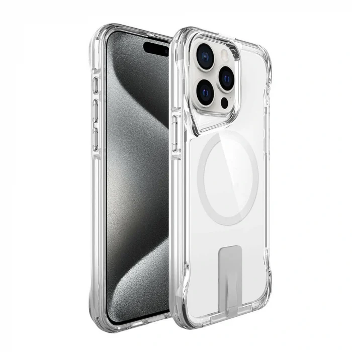 iPhone 15 Pro Kılıf M-safe Şarj Özellikli T-Max Standlı Kapak