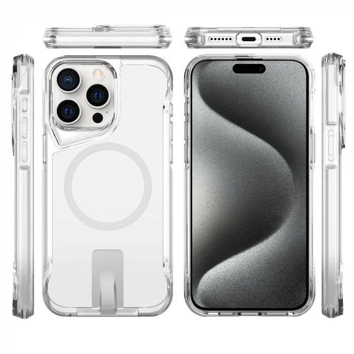iPhone 15 Pro Kılıf M-safe Şarj Özellikli T-Max Standlı Kapak