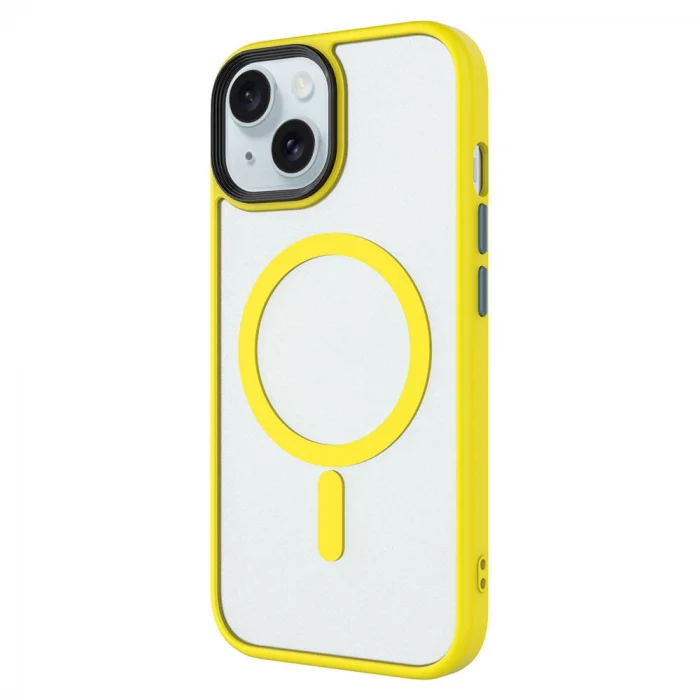 iPhone 15 Pro Kılıf Mat Arka Yüzey Wireless Şarj Özellikli Flet M-safe Kapak