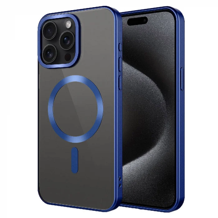 iPhone 15 Pro Kılıf Mat Tasarımlı M-safe Wireless Şarj Özellikli Mat Setro Kapak