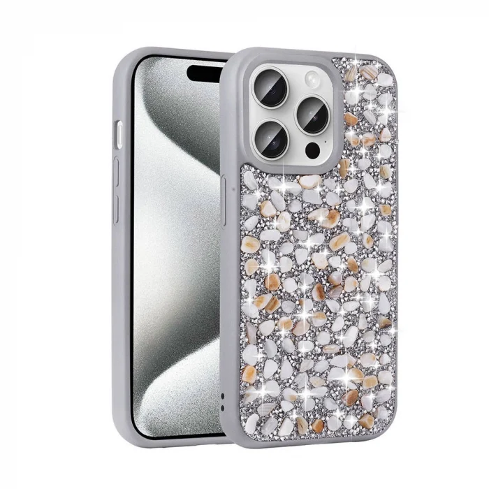 iPhone 15 Pro Kılıf Parlak Taşlı Tasarım Linea Diamond Kapak
