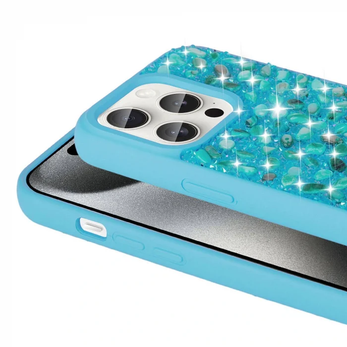 iPhone 15 Pro Kılıf Parlak Taşlı Tasarım Linea Diamond Kapak