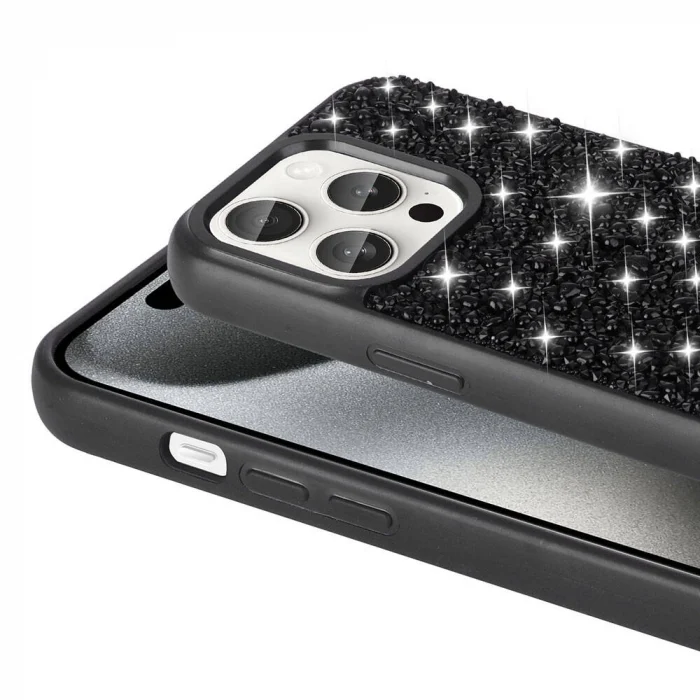 iPhone 15 Pro Kılıf Parlak Taşlı Tasarım Linea Diamond Kapak
