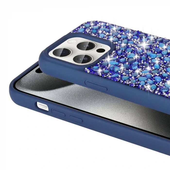 iPhone 15 Pro Kılıf Parlak Taşlı Tasarım Linea Diamond Kapak