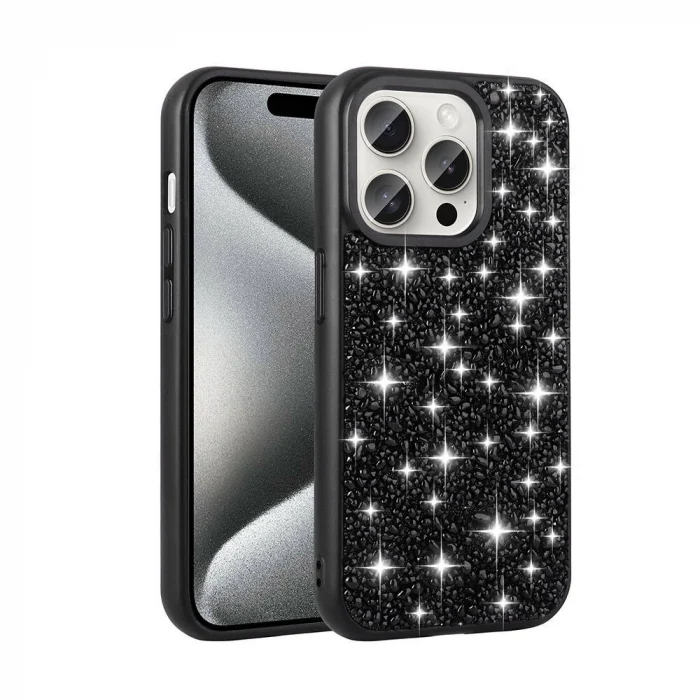 iPhone 15 Pro Kılıf Parlak Taşlı Tasarım Linea Kapak