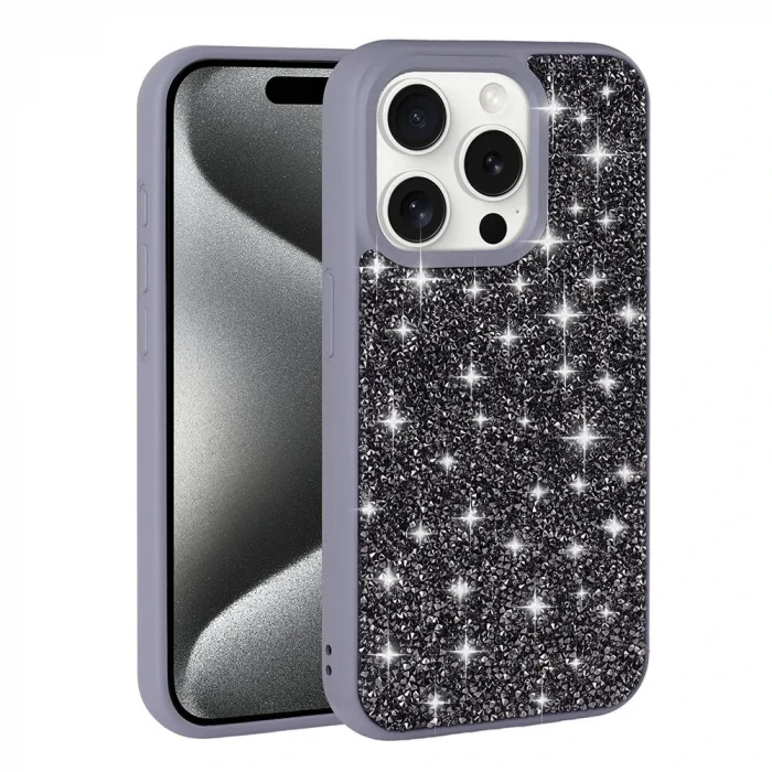 iPhone 15 Pro Kılıf Parlak Taşlı Tasarım Pırlanta Kapak