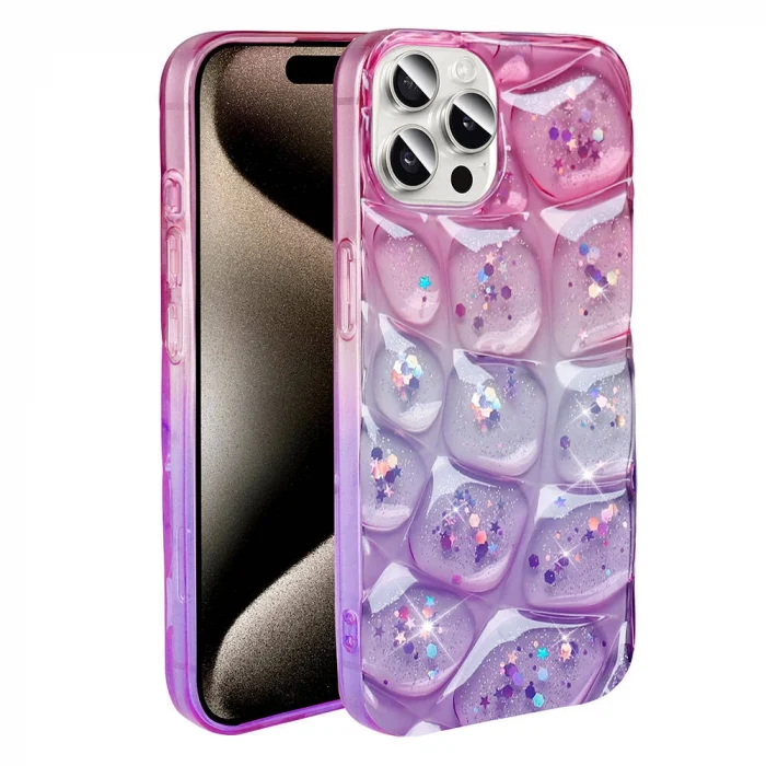iPhone 15 Pro Kılıf Simli 3D Desenli Hacar Kapak
