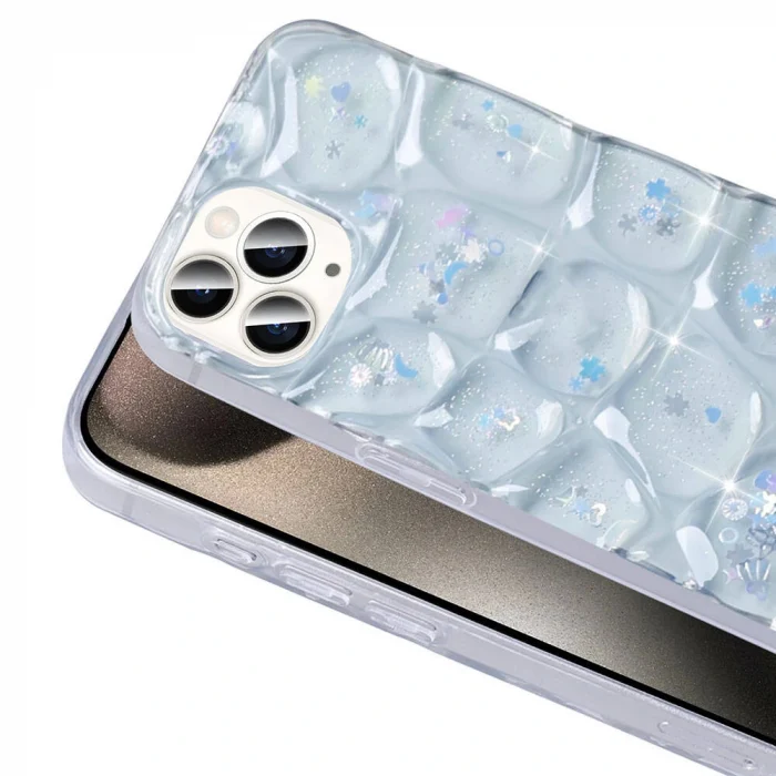 iPhone 15 Pro Kılıf Simli 3D Desenli Hacar Kapak