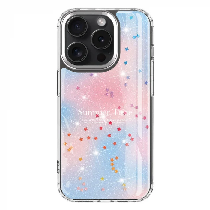 iPhone 15 Pro Kılıf Simli Desenli Parlak Task Kapak