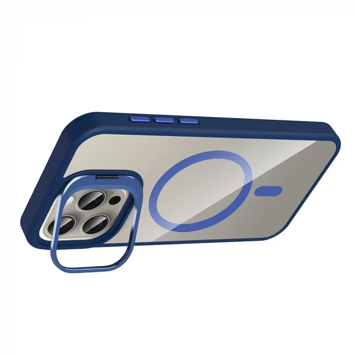 iPhone 15 Pro Kılıf Standlı ve Kamera Lens Hediyeli M-Safe Şarj Özellikli Etro Kapak