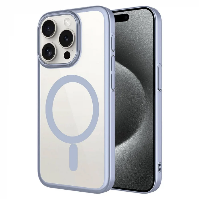 iPhone 15 Pro Kılıf Wireless Şarj Özellikli Sert PC Mat Riksos M-safe Kapak