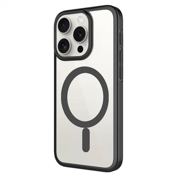 iPhone 15 Pro Kılıf Wireless Şarj Özellikli Sert PC Mat Riksos M-safe Kapak