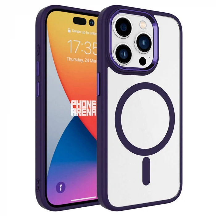 iPhone 15 Pro Kılıf Wireless Şarj Özellikli Krom M-safe Silikon Kapak