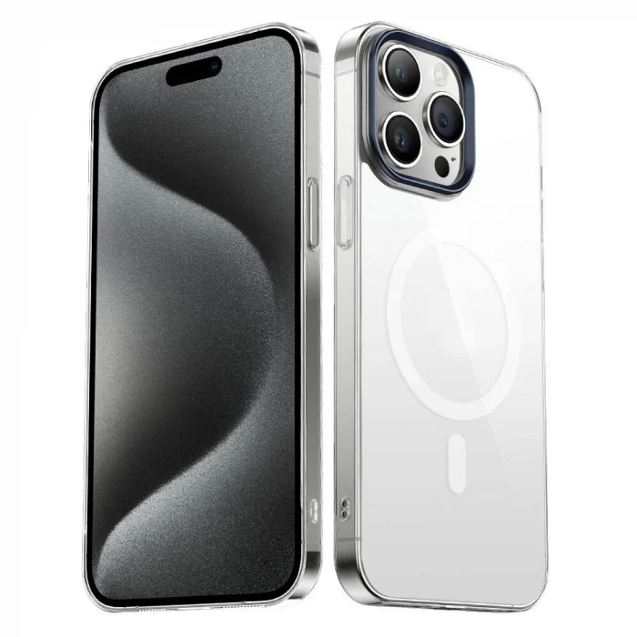 iPhone 15 Pro Uyumlu Kılıf Wireless Şarj Özellikli Şeffaf Kapak