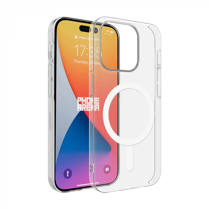 iPhone 15 Pro Max Kamera Korumalı M-Safe Şarj Özellikli Şeffaf London Sert PC Kapak