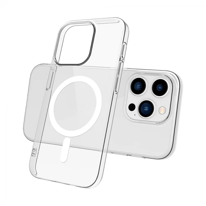 iPhone 15 Pro Max Kamera Korumalı M-Safe Şarj Özellikli Şeffaf London Sert PC Kapak