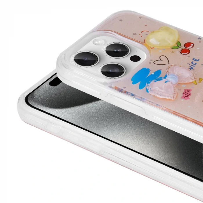 iPhone 15 Pro Max Kılıf Kabartma Figürlü Parlak Minimini Silikon Kapak