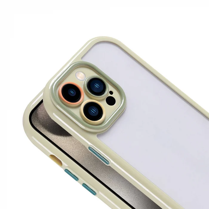 iPhone 15 Pro Max Kılıf Kamera Korumalı Renkli Kenar ve Çerçeve Tasarımlı Vitamin Kapak