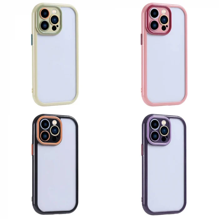 iPhone 15 Pro Max Kılıf Kamera Korumalı Renkli Kenar ve Çerçeve Tasarımlı Vitamin Kapak