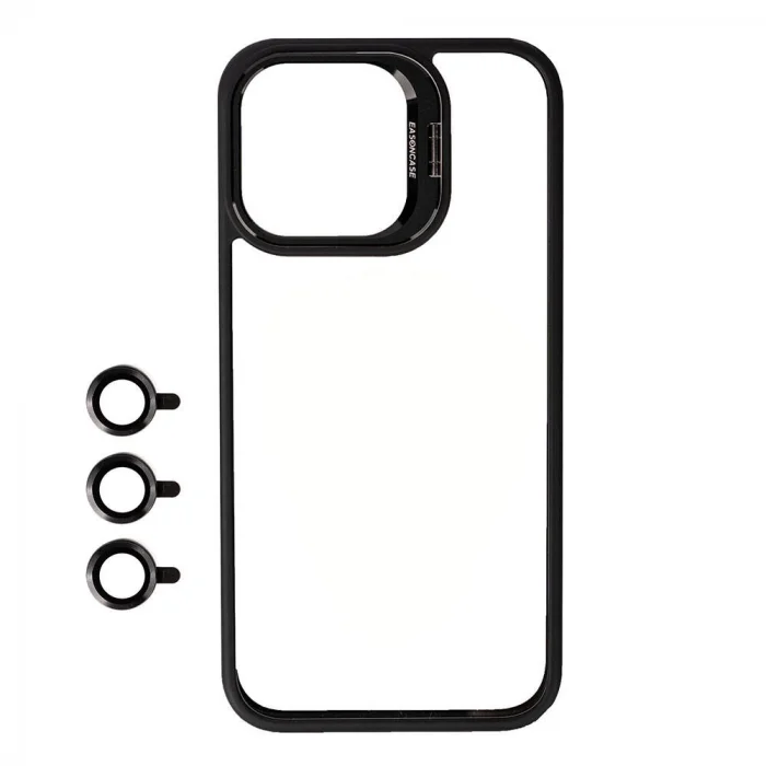 iPhone 15 Pro Max Kılıf Kamera Lens Korumalı Standlı Klon Lensli Kapak