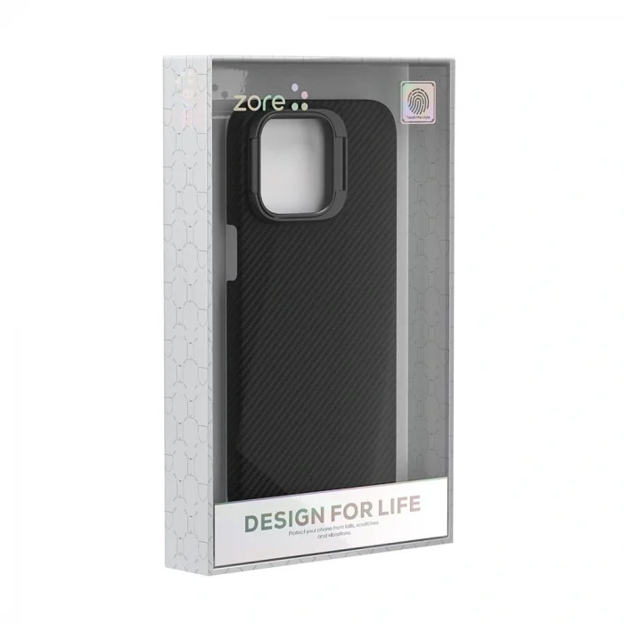 iPhone 15 Pro Max Kılıf M-safe Şarj Özellikli 600D Kevlar Krek Karbon Standlı Kapak