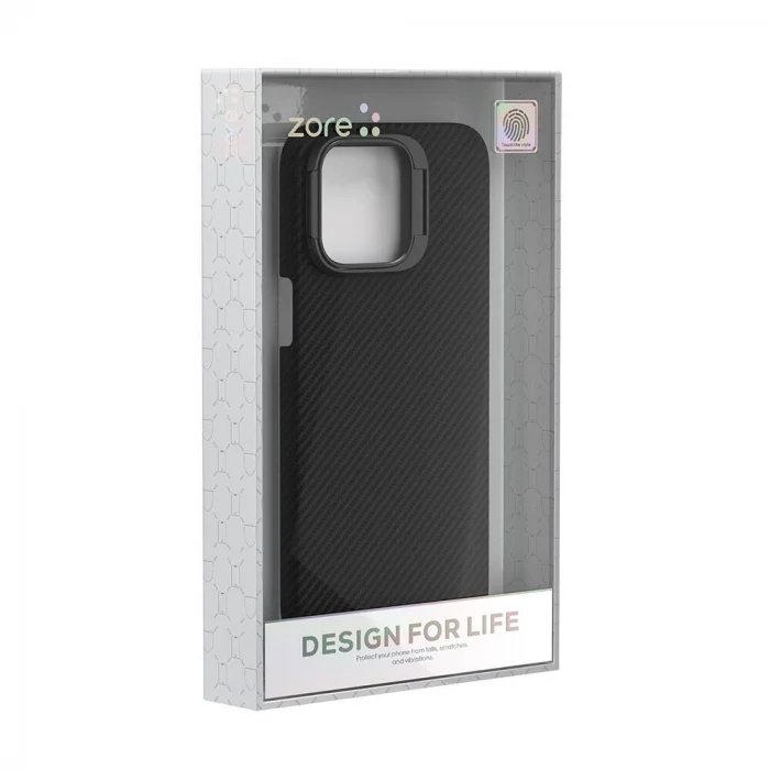 iPhone 15 Pro Max Kılıf M-safe Şarj Özellikli 600D Krek Karbon Standlı Kapak