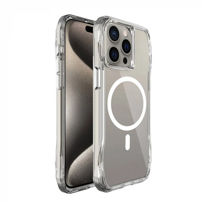 iPhone 15 Pro Max Kılıf M-safe Şarj Özellikli Airbagli Şeffaf İncek Kapak