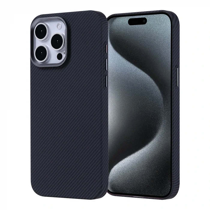 iPhone 15 Pro Max Kılıf M-safe Şarj Özellikli Karbon Fiber Görünümlü Nekst Kapak
