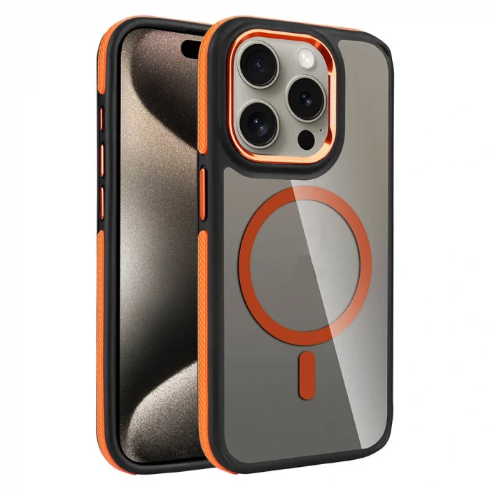 iPhone 15 Pro Max Kılıf M-safe Şarj Özellikli Mat Görünümlü Solo Kapak