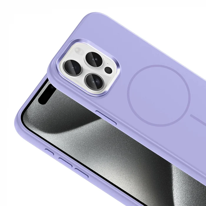 iPhone 15 Pro Max Kılıf M-Safe Şarj Özellikli Metal Kamera Çerçeveli Edi Silikon Kapak