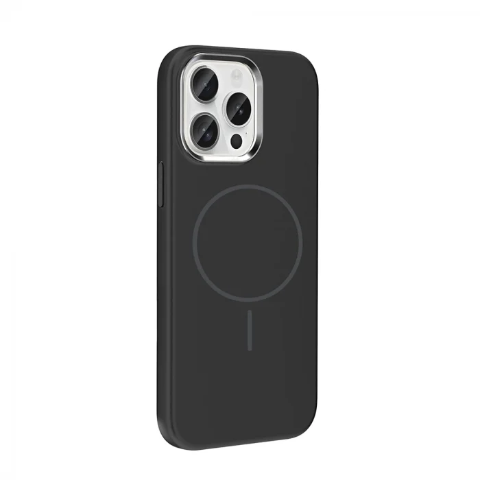 iPhone 15 Pro Max Kılıf M-Safe Şarj Özellikli Metal Kamera Çerçeveli Edi Silikon Kapak