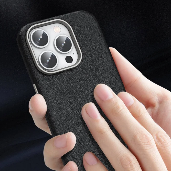 iPhone 15 Pro Max Kılıf M-safe Şarj Özellikli PU Deri Adora Kapak