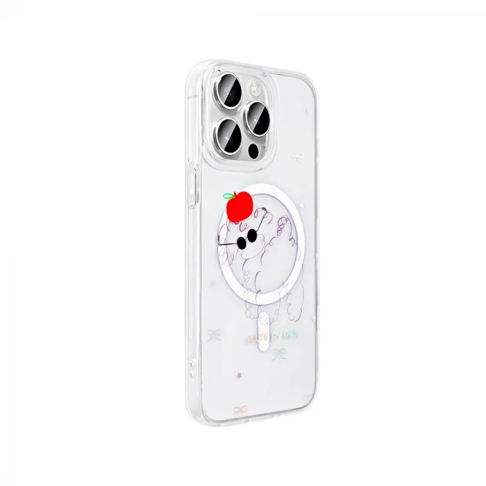 iPhone 15 Pro Max Kılıf M-Safe Şarj Özellikli Şeffaf Folk Sert Kapak