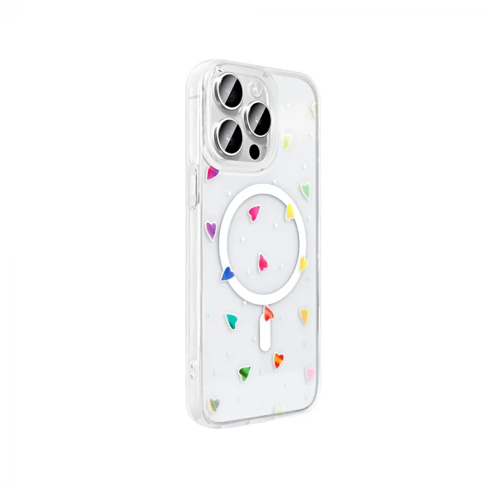 iPhone 15 Pro Max Kılıf M-Safe Şarj Özellikli Şeffaf Folk Sert Kapak