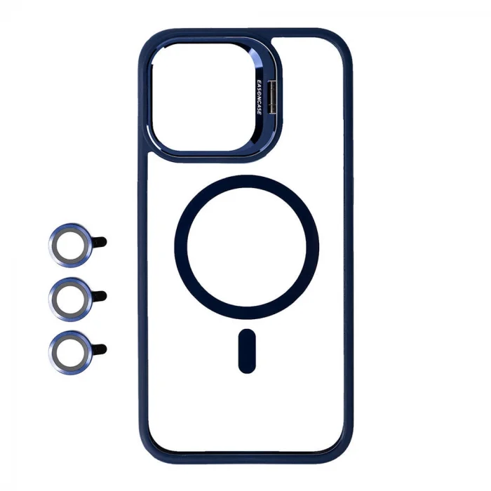 iPhone 15 Pro Max Kılıf M-safe Şarj Özellikli Standlı M-safe Klon Lensli Kapak