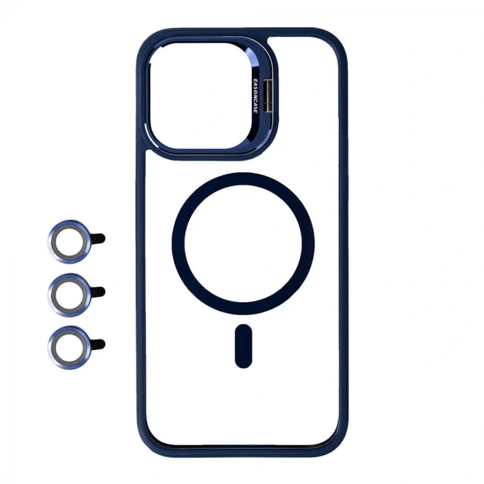 iPhone 15 Pro Max Kılıf M-safe Şarj Özellikli Standlı M-safe Klon Lensli Kapak