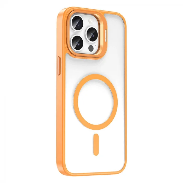 iPhone 15 Pro Max Kılıf M-safe Şarj Özellikli Standlı M-safe Klon Lensli Kapak