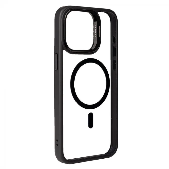 iPhone 15 Pro Max Kılıf M-safe Şarj Özellikli Standlı M-safe Klon Lensli Kapak