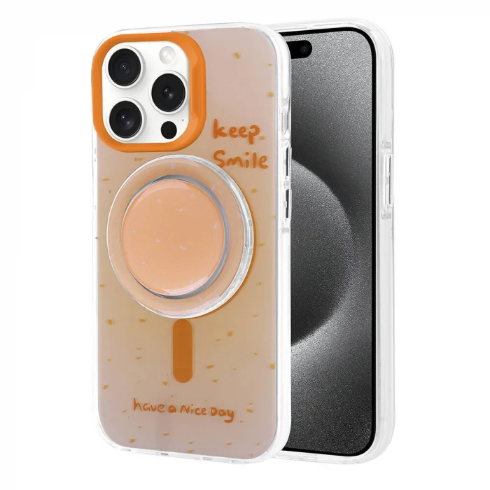 iPhone 15 Pro Max Kılıf M-safe Şarj Özellikli Tak-Çıkar Pop Soketli Tiktok Kapak