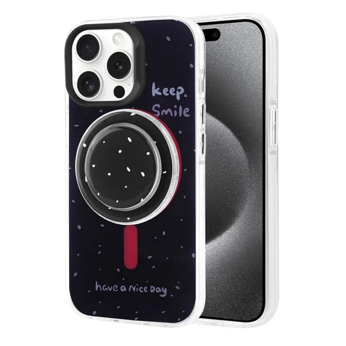 iPhone 15 Pro Max Kılıf M-safe Şarj Özellikli Tak-Çıkar Pop Soketli Tiktok Kapak