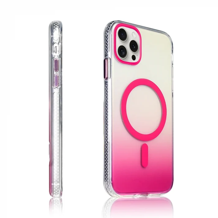 iPhone 15 Pro Max Kılıf M-safe Şarj Özellikli Transparan Renk Geçişli Toros Kapak