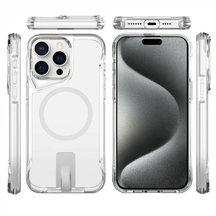 iPhone 15 Pro Max Kılıf M-safe Şarj Özellikli T-Max Standlı Kapak