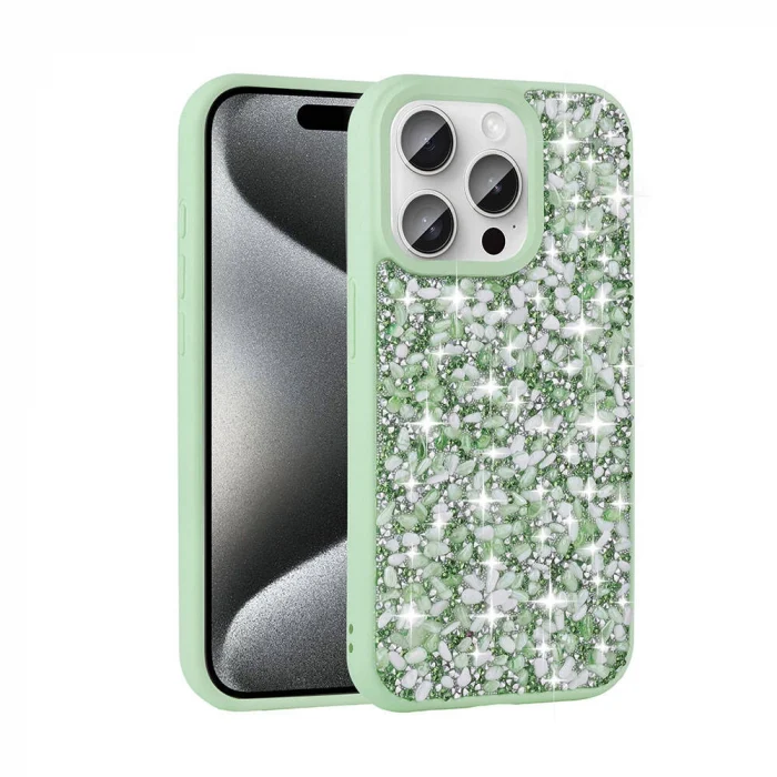 iPhone 15 Pro Max Kılıf Parlak Taşlı Tasarım Linea Diamond Kapak