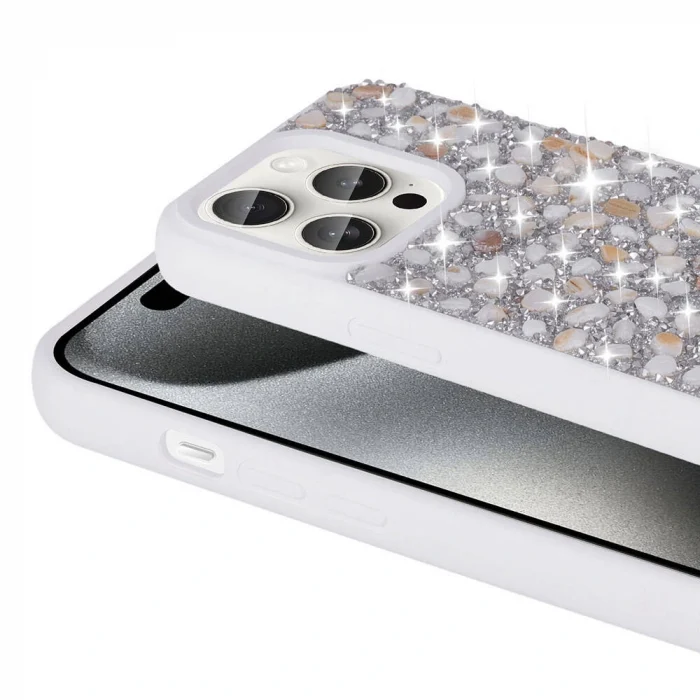 iPhone 15 Pro Max Kılıf Parlak Taşlı Tasarım Linea Diamond Kapak