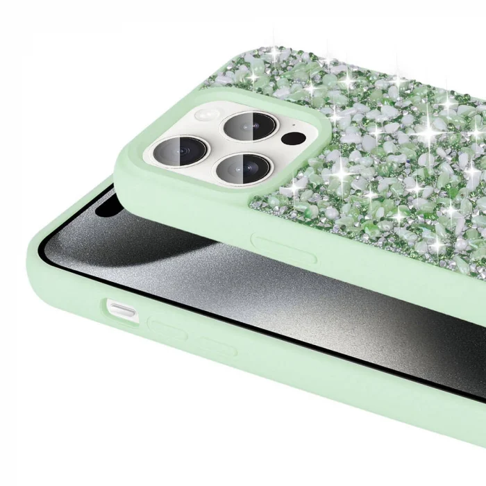 iPhone 15 Pro Max Kılıf Parlak Taşlı Tasarım Linea Diamond Kapak
