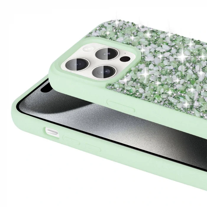 iPhone 15 Pro Max Kılıf Parlak Taşlı Tasarım Linea Diamond Kapak