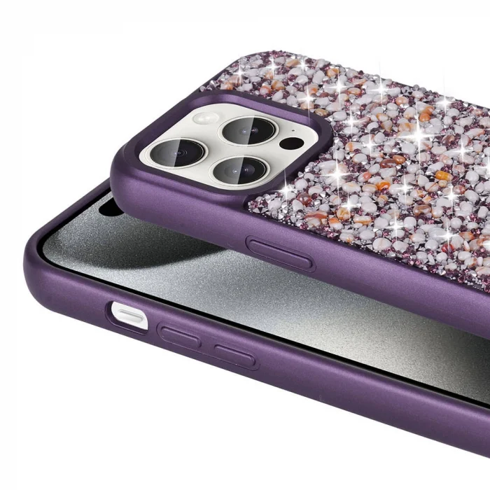 iPhone 15 Pro Max Kılıf Parlak Taşlı Tasarım Linea Diamond Kapak