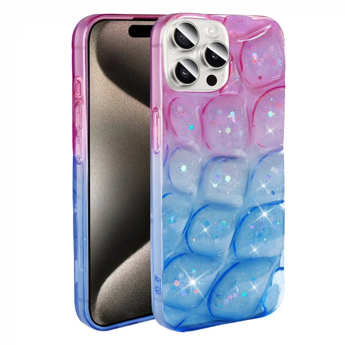 iPhone 15 Pro Max Kılıf Simli 3D Desenli Hacar Kapak