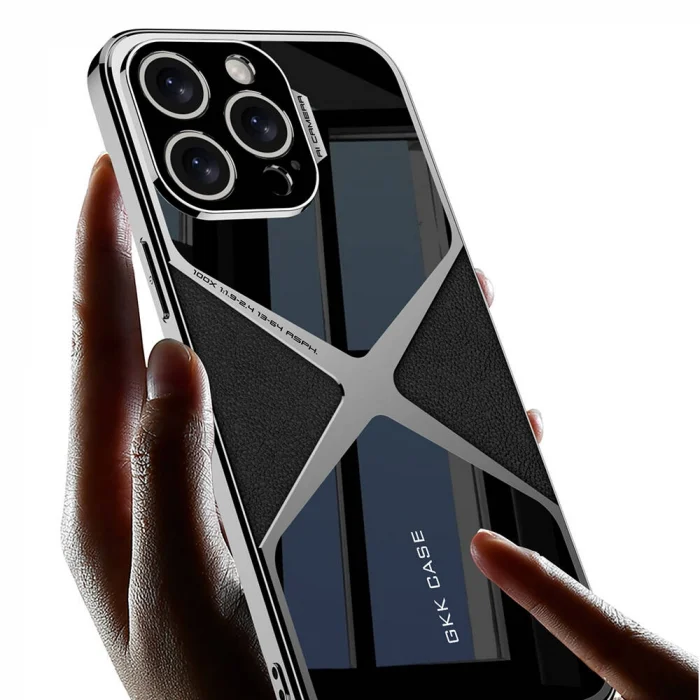 iPhone 15 Pro Max Kılıf Ultra İnce Kamera Korumalı PC + Deri Arka Yüzey X-Pro Kapak